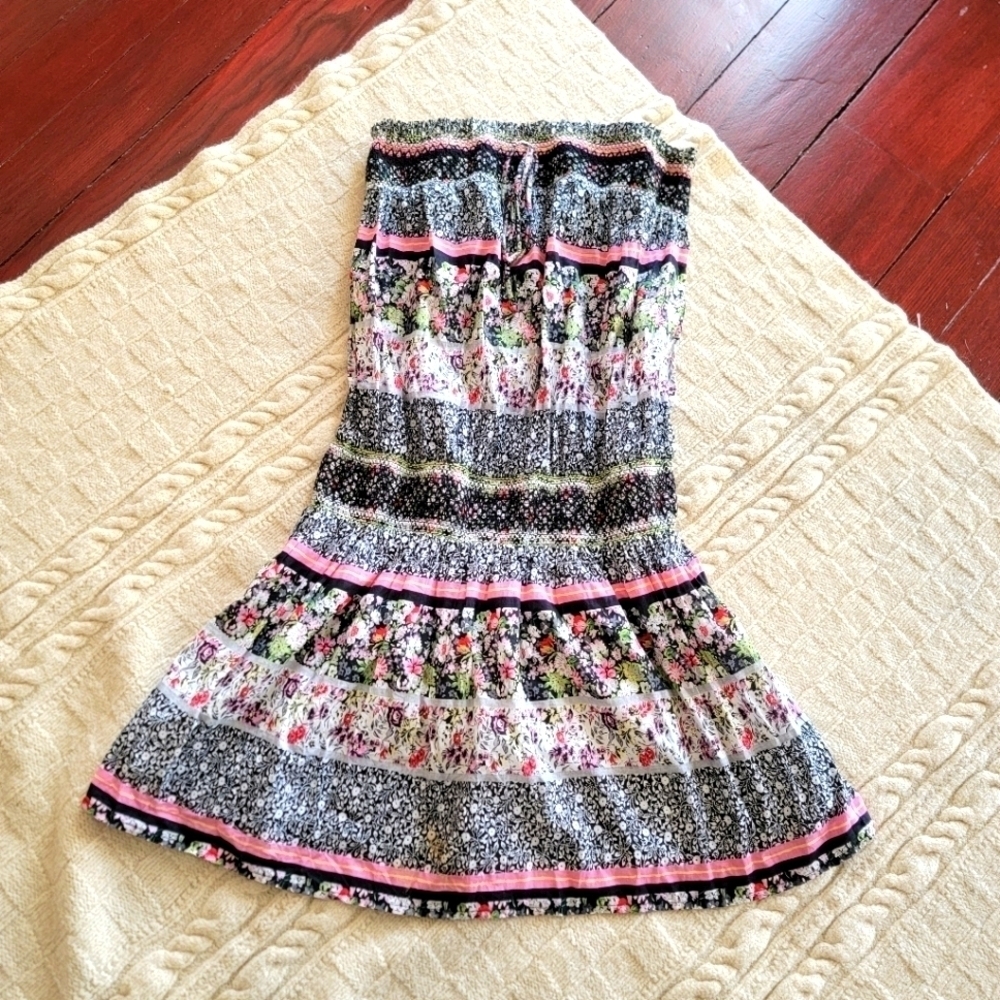 y2k Miss Me Couture Floral Cotton Strapless Mini Dress size Medium